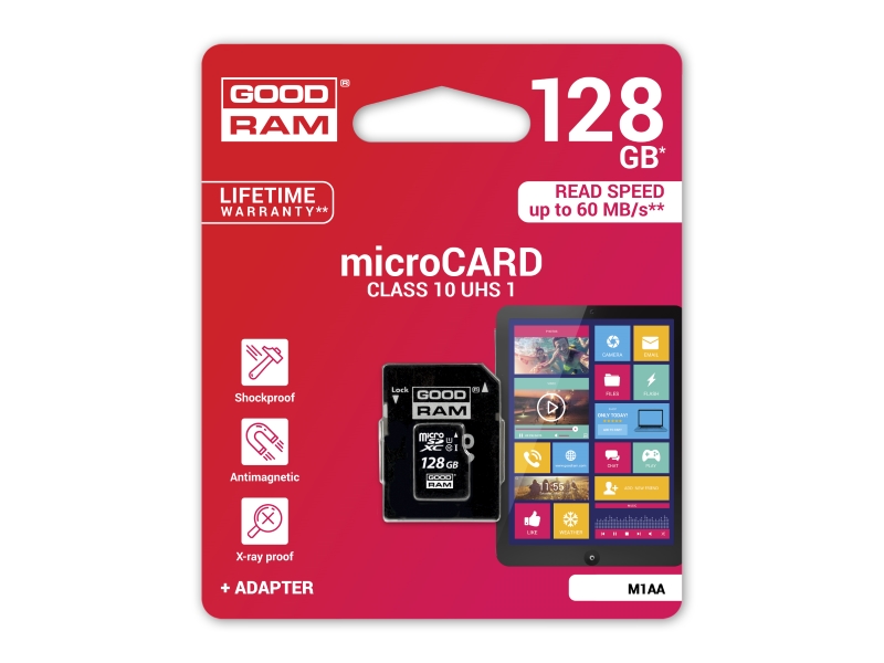 Memorijska kartica GoodRam microSD 128GB + ad. cl.10 UHS1 R60