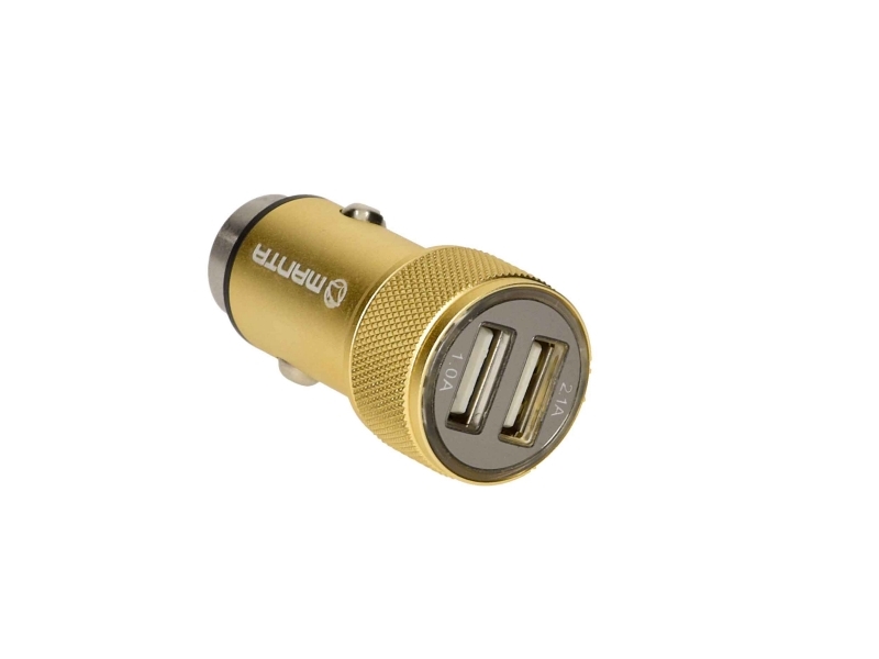 MANTA punja za auto, aluminijski, 2xUSB, zlatni USC9003