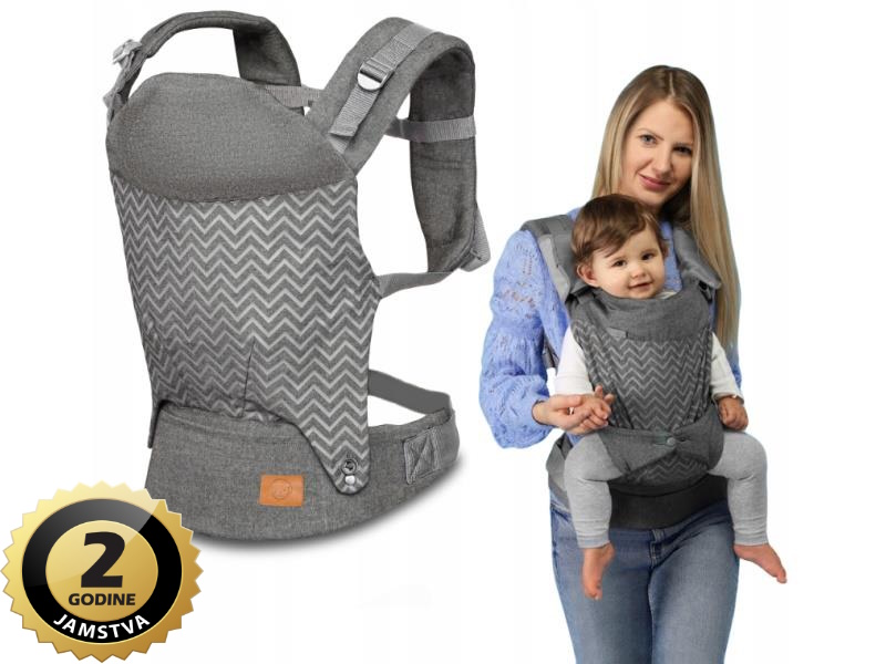 Lionelo djeja nosilica - klokanica MARGAREET za ramena, srebrn-siva