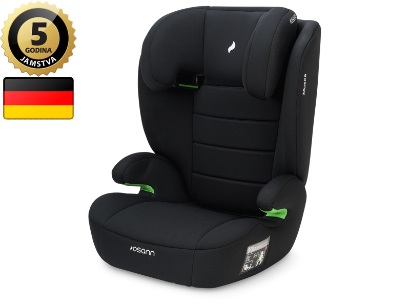 OSANN autosjedalica Musca, i-Size, 100-150cm, crna JAMSTVO 5GOD