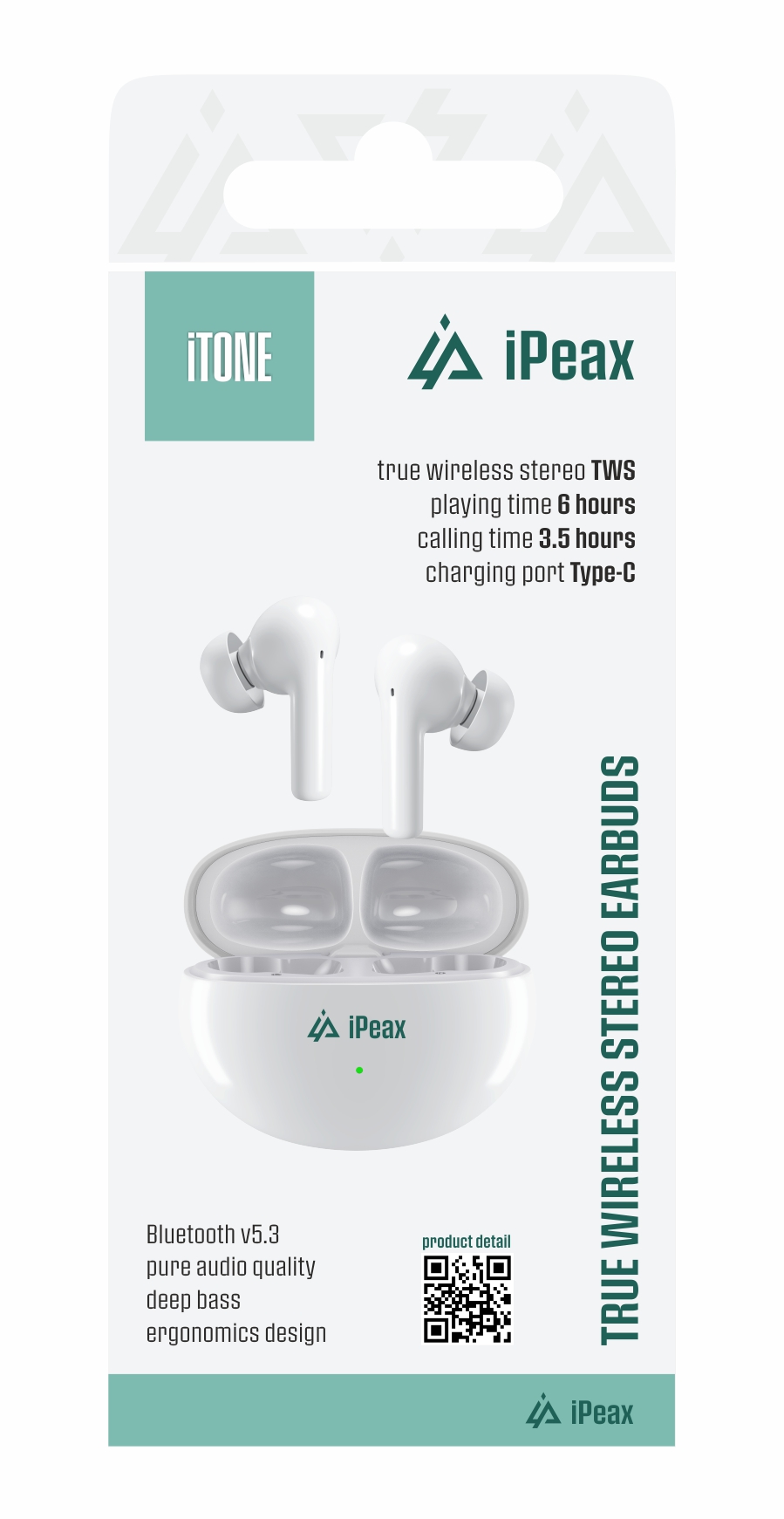 iPEAX slualice beine Bluetooth, In-ear, ANC, 20h, usb-c, iTONE, bijele