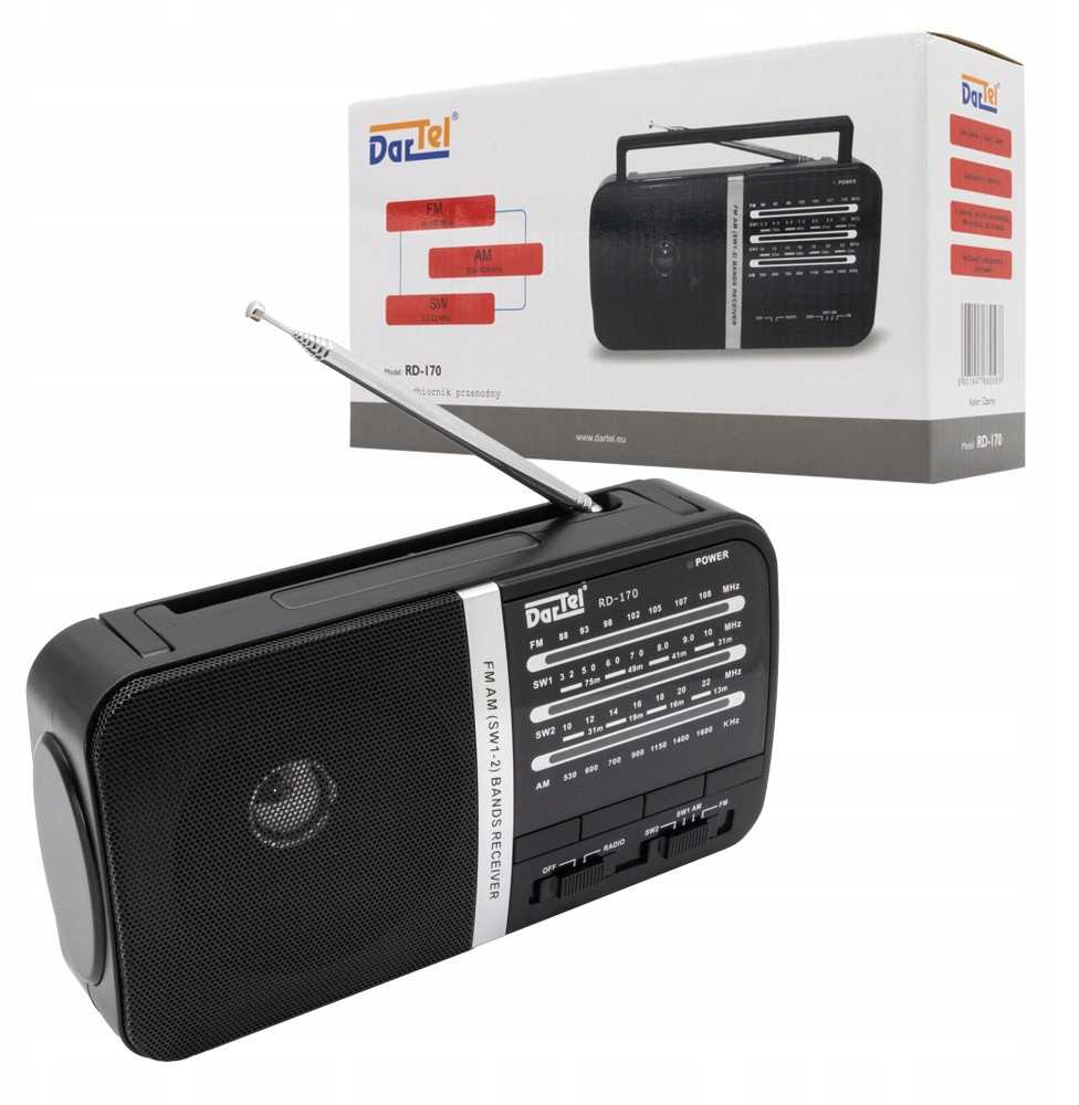 Dartel radio FM, AM, analogni, AC ili klasine baterije, RD-170 crni